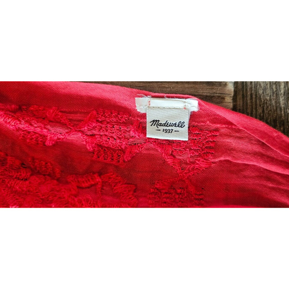 Madewell 1937 Womens Pashmina Scarf One Size Red Fringe Embroidered Shawl - Picture 2 of 8